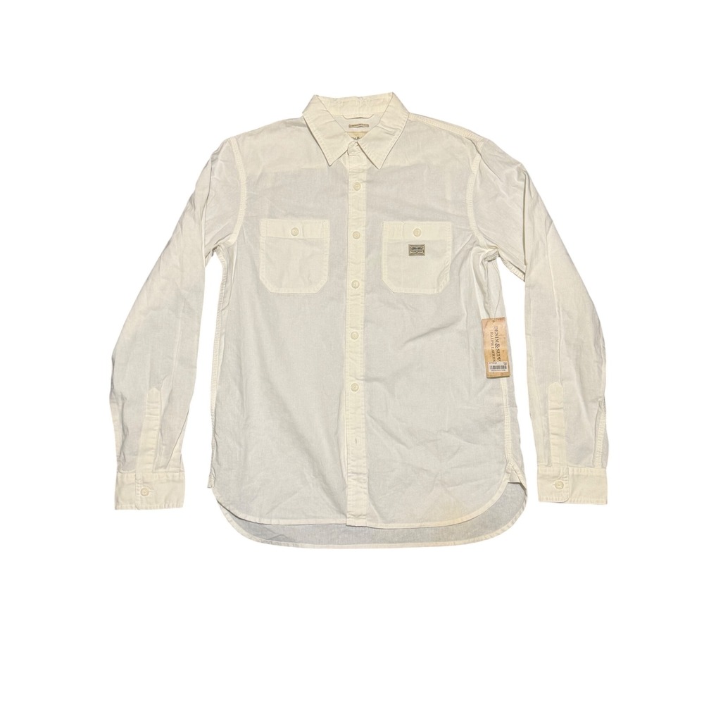 Denim & Supply Ralph Lauren Mens Cream Cotton Button Down Shirt Regular Fit M